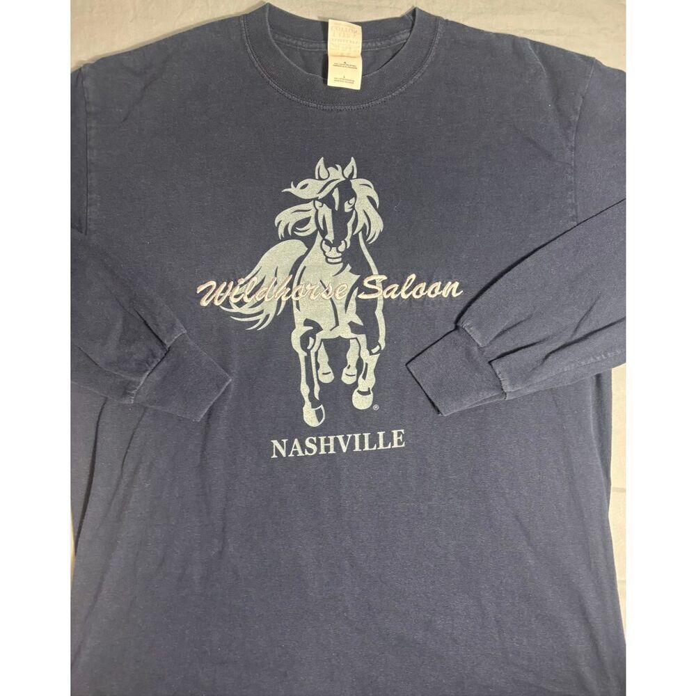 Vintage Wildhorse Saloon Nashville T-Shirt Men Size Large Blue Embroidered